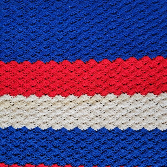 American Flag Hand Made Afghan Crochet Blanket Throw Patriotic VTG‎ USA 62"x 52" - Picture 8 of 8